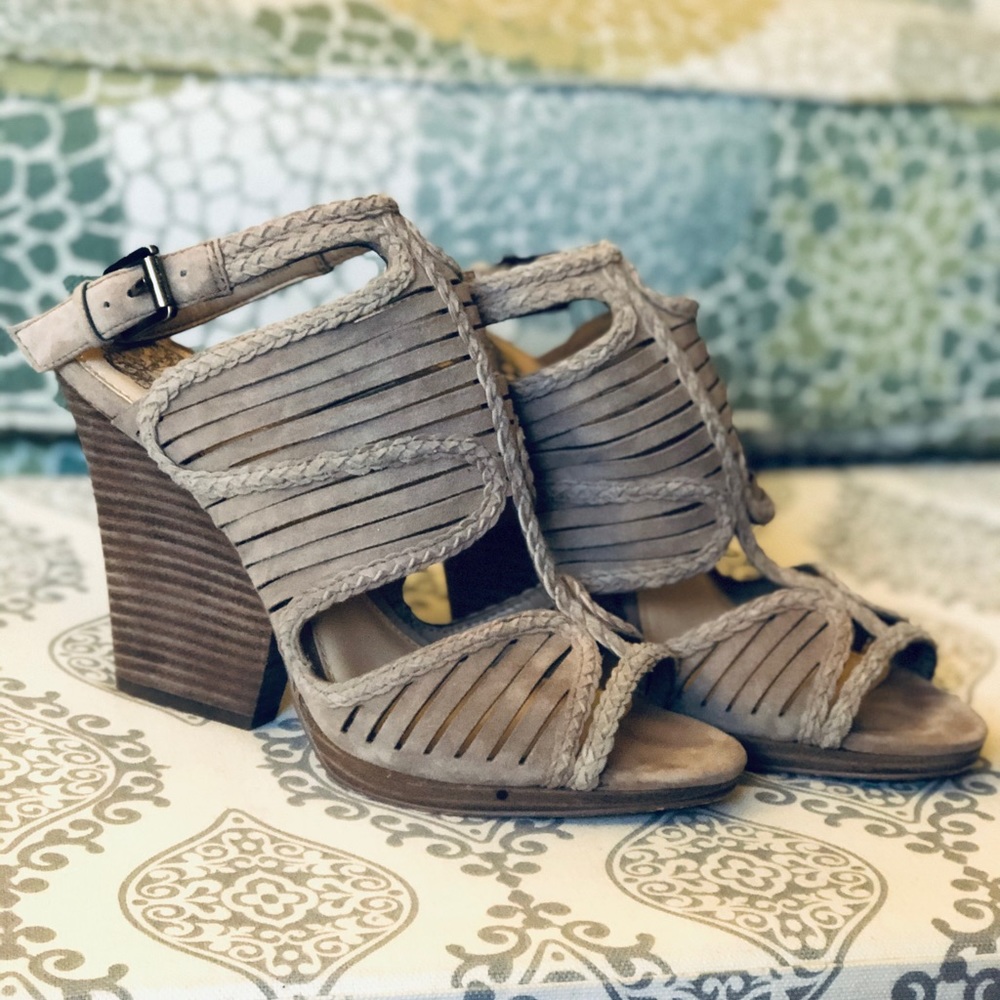 Vince Camuto | Braided Suede Taupe Janil Wedges